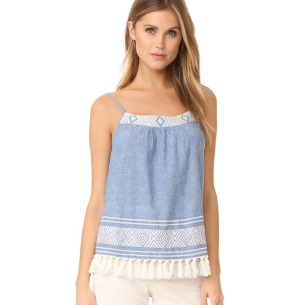 Soft Joie Agneza Top, Chambray/Porcelain Color.